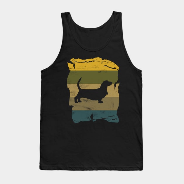 Basset Hound Distressed Vintage Retro Silhouette Tank Top by DoggyStyles